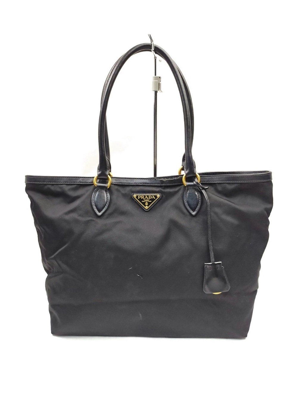 Auth PRADA Black Nylon shopping Tote with Long Straps 16” x 10”